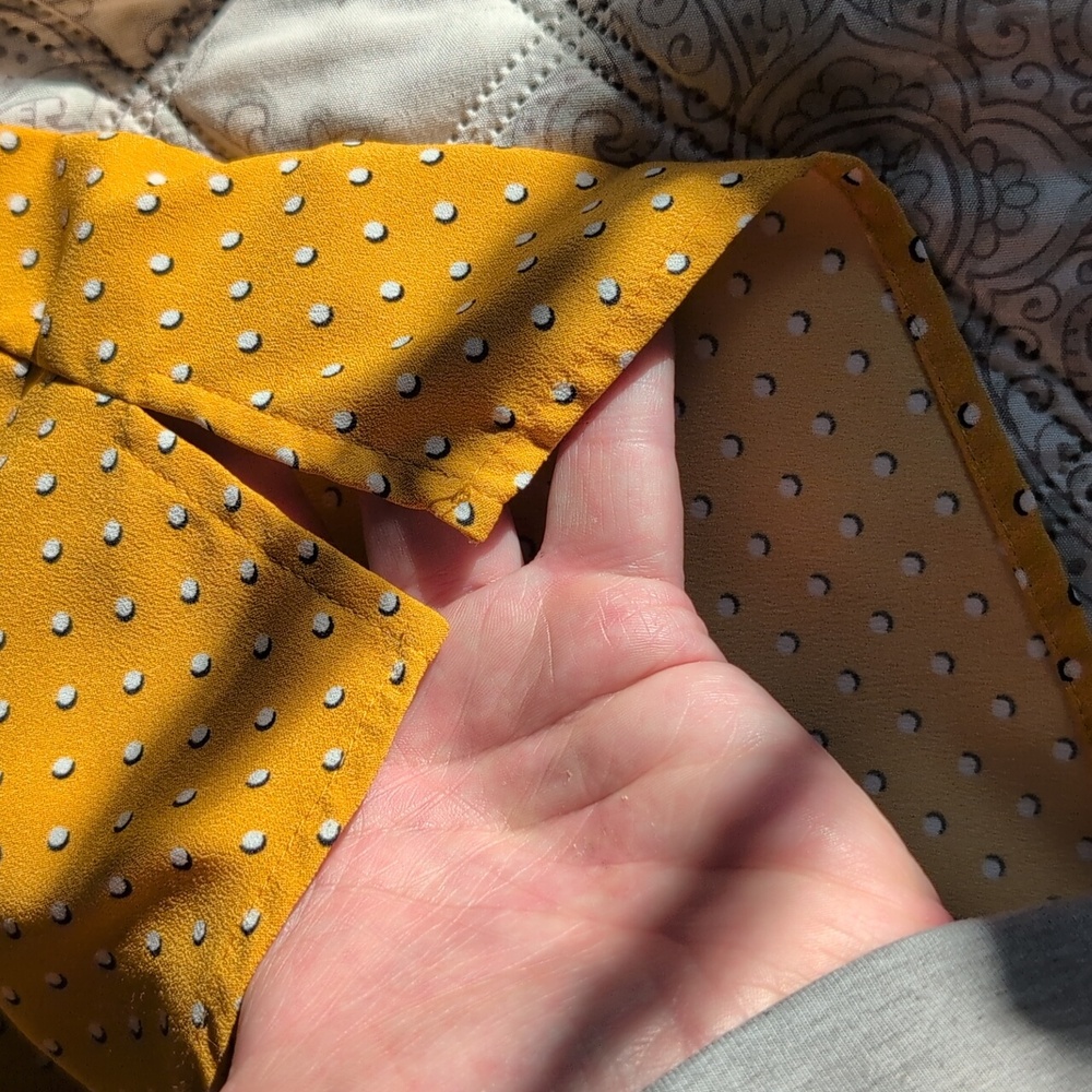 ⭐Hilary Radley Mustard Polka Dot Blouse - Picture 5 of 8